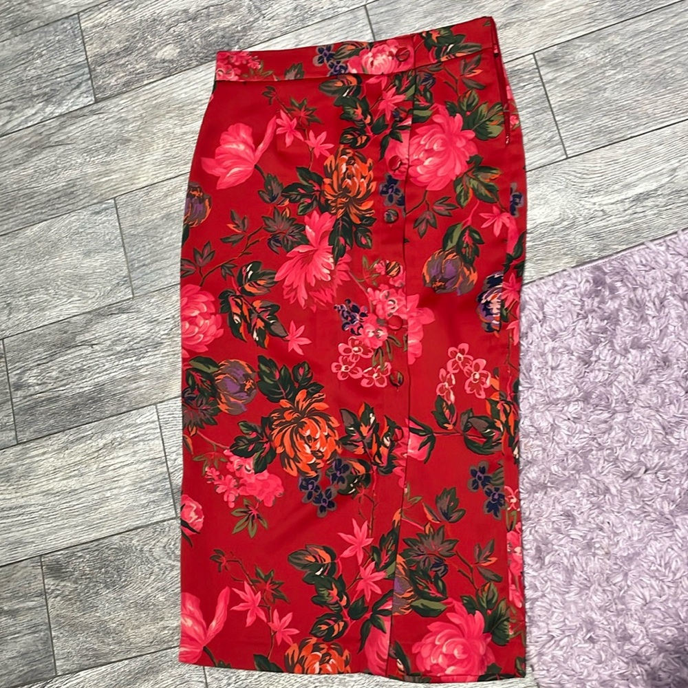 Zara floral midi skirt
